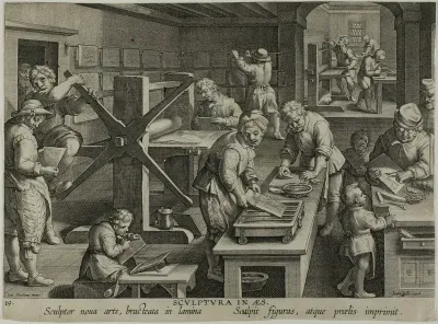 The Invention of Copper Engraving, from Nova Reperta