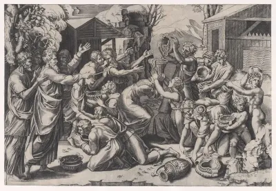 The Israelites Gathering Manna