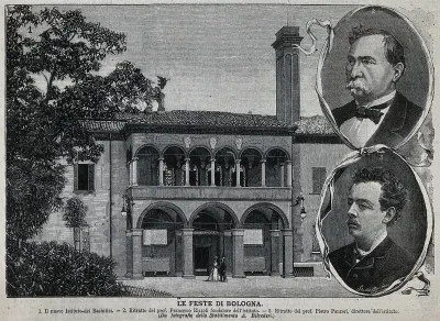 The Istituto dei Rachitici, Bologna, with portraits of Francesco Rizzoli and Pietro Panzeri