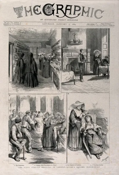 The Italian Hospital, Queen Square, London: four interior scenes
