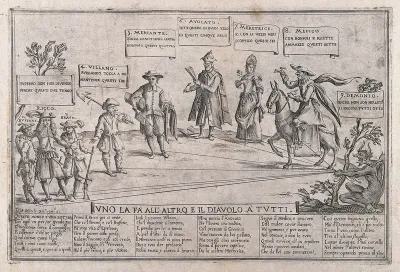 The Italian social fabric symbolised by a chain of social types, with all relations of dependence ultimately relating back to the devil