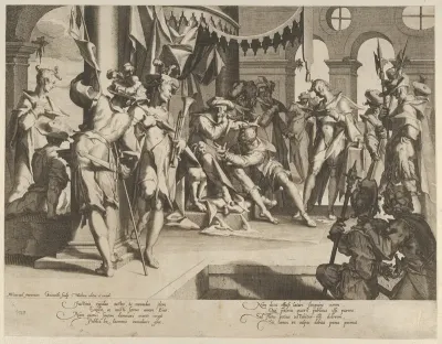 The Judge Bias Shedding Tears, plate 9 from "Thronus Justitiae, tredecim pulcherrimus tabulis..."