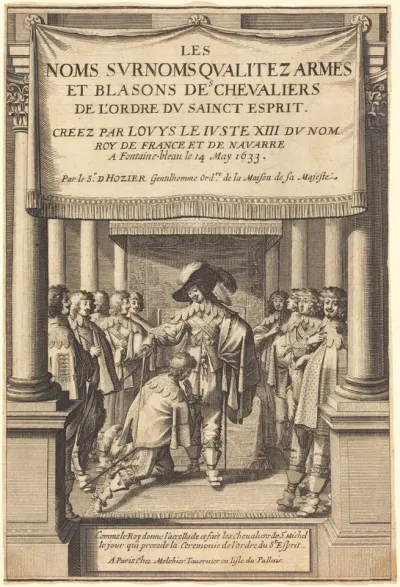 The King Giving the Accolade and Creating Knights of S. Michel Who Receive the Order of the Holy Spirit