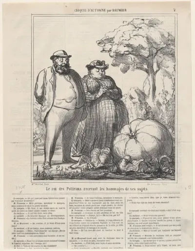 The king of pumpkins receiving the homage of his subjects, from "Autumn sketches"