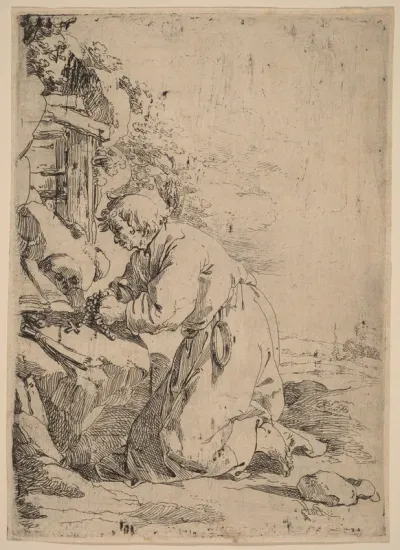 The Kneeling Hermit Facing Left