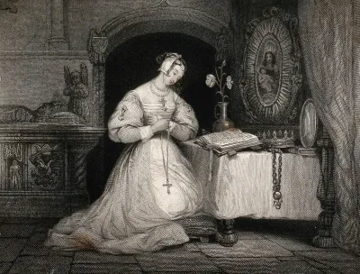 The Lady Blanche at prayer in Bolton Abbey