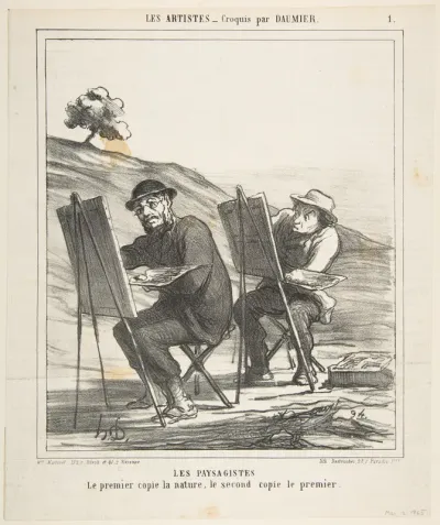 The landscape painters, the first copies nature, the second copies the first, from 'The artists,' published in Le Charivari, May 12, 1865
