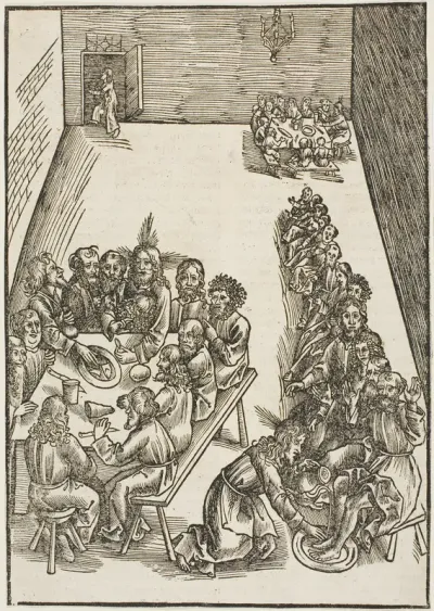 The Last Supper and Christ Washing the Feet of His Disciples, plate nine from Passio domini nostri Jesu Christi
