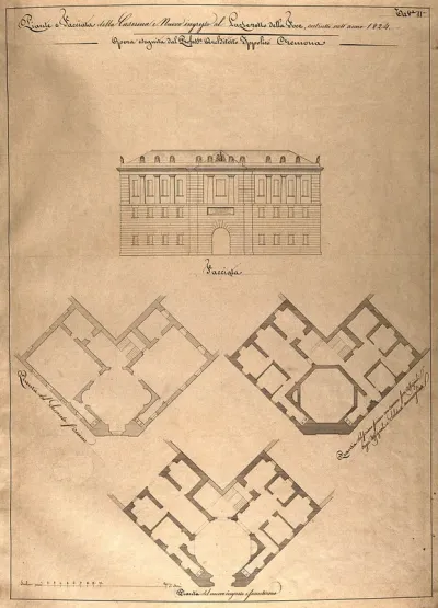 The lazaretto at Foce: facade and floor plans