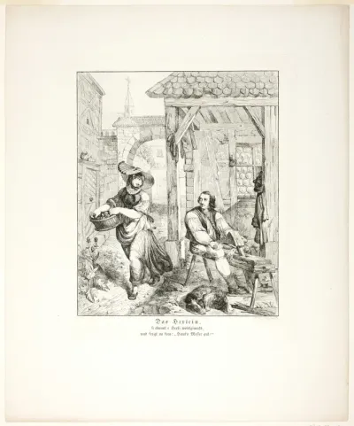 The Little Witch (Das Hexlein), plate four from the series Poems in the Dialect of the Upper Rhine Region (Zehn Blätter Zu Hebels Alemannischen Gedichten)