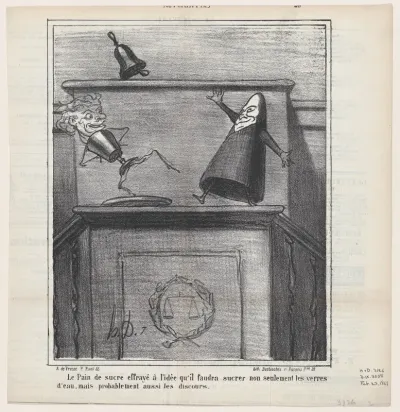 The loaf of sugar frightened at the idea that it will be necessary not only to sweeten the water of the orators but probably also their speeches, from "News of the Day"