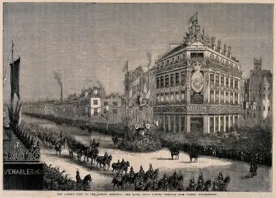 The London Hospital, Whitechapel: Queen Victoria returning in procession from the hospital