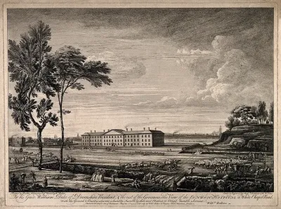The London Hospital, Whitechapel: viewed from the north, across Whitechapel Road