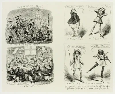 The Lord Mayors Show and the Lord Mayors Feast in Ireland from George Cruikshank's Steel Etchings to The Comic Almanacks: 1835-1853 (left)