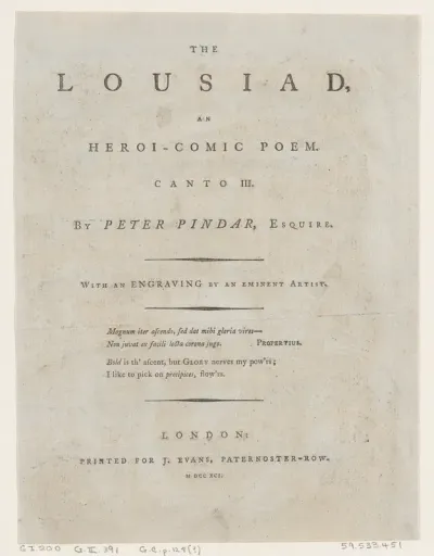 The Lousiad by Peter Pindar, Frontispiece