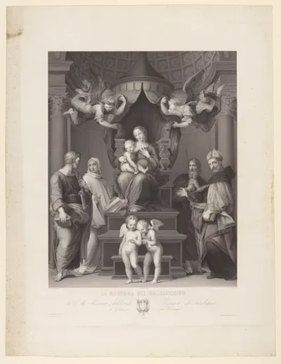 The Madonna and Child enthroned, surrounded by Saints Bernard, Peter, James and Augustine