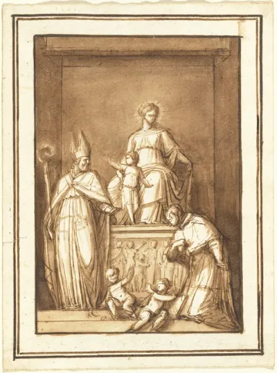 The Madonna and Child Enthroned with a Bishop Saint and a Kneeling Ecclesiastic