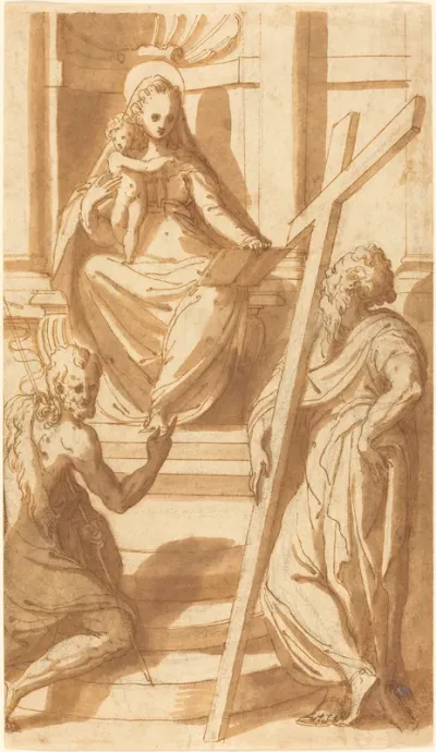 The Madonna and Child Enthroned with Saint John the Baptist and Saint Andrew