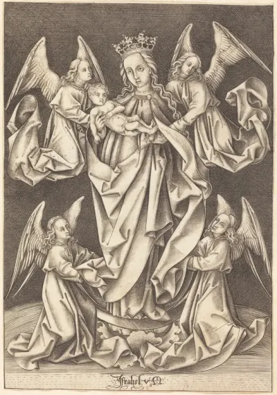 The Madonna and Child on the Crescent Supported by Four Angels