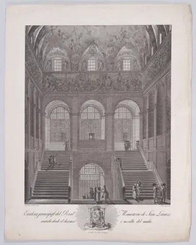 The main staircase of the monastery of El Escorial, from "Views of El Escorial"
