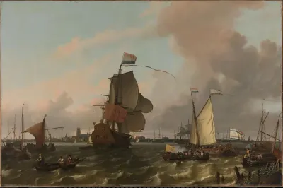 The Man-of-War Brielle on the River Maas off Rotterdam