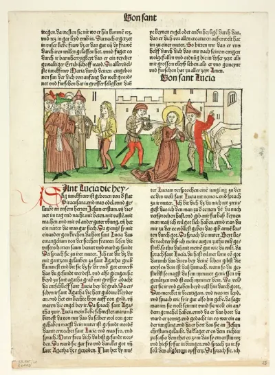 The Martyrdom of Saint Lucy from Heiligenleben, Sommerteil (Lives of the Saints, Summertime), Plate 20 from Woodcuts from Books of the 15th Century
