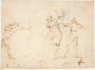 The Martyrdom of Saint Sebastian (recto); Bearded Old Man Blessing Seen in Half-length (verso)