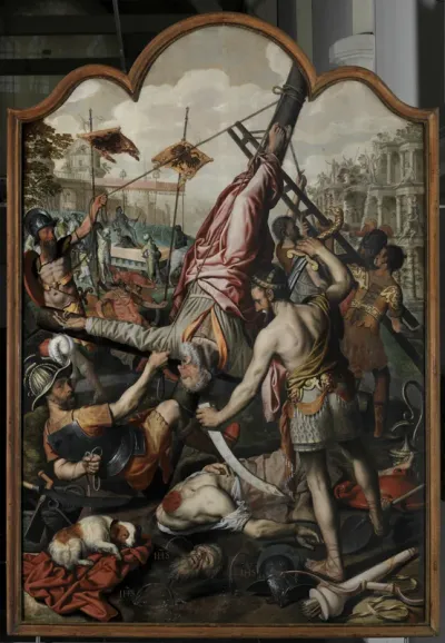 The martyrdom of St. Peter and St. Paul (verso: Christ walking on the water)