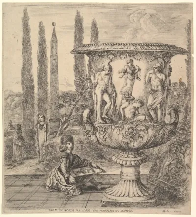 The Medici vase, from "Six large views, four of Rome, and two of the Roman countryside" (Six grandes vues, dont quatre de Rome et deux de la Campagne romaine)