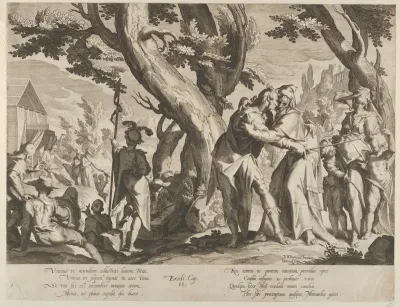The Meeting of Moses and Jethro, plate 1 from "Thronus Justitiae, tredecim pulcherrimus tabulis..."