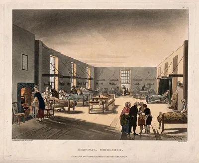 The Middlesex Hospital: the interior of one of the female wards