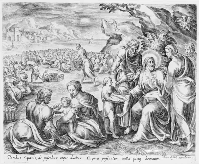 The Miracle of Christ on the Sea of Galilee, bound in "Thesaurus Sacrarum historiarum Veteris et Novi Testamenti"