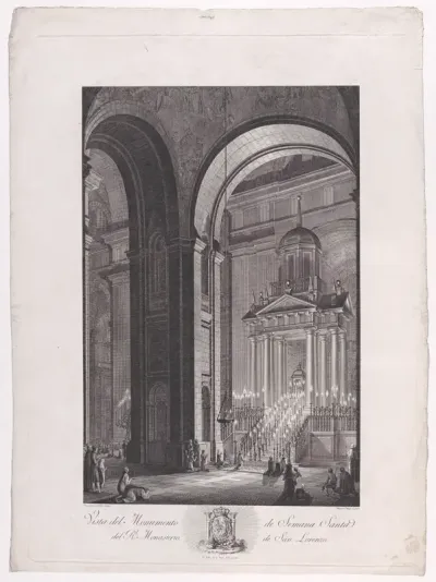 The monument raised for Holy Week (Semana Santa) in the Church of the monastery of El Escorial, from a series of Views of El Escorial