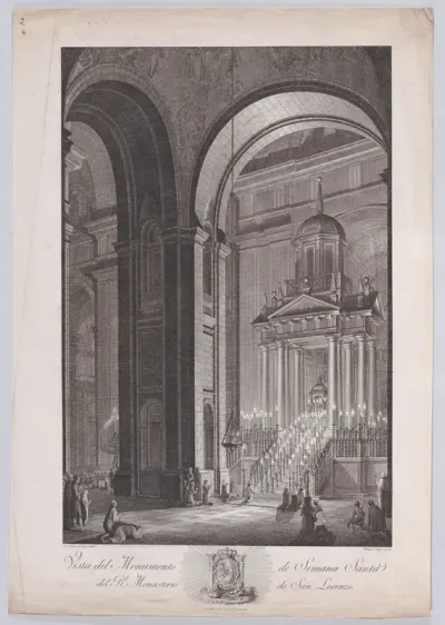 The monument raised for Holy Week (Semana Santa) in the Church of the monastery of El Escorial, from "Views of El Escorial"
