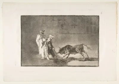 The Moors Make a Different Play in the Ring Calling the Bull with Their Burnous, Plate 6 from La tauromaquia