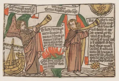 The Mountain and the Star Fall into the Sea, from the "Apocalypsis Sancti Johannis" block book, fourth edition