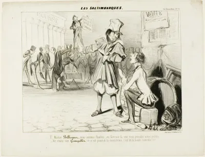 The Mountebanks. “- Oh Maître Bilboquet, we have had it... these clowns will steal our show! Don't you worry, Gringaillet, they're no competition, they are just comedians!,” from Les Saltimbanques
