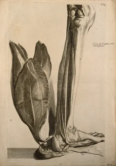 The muscles of the back of the lower left leg