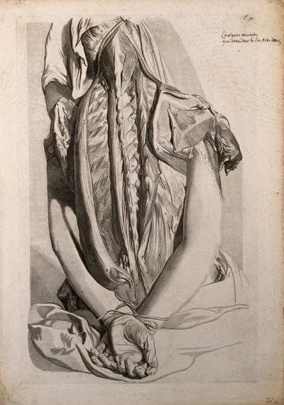 The muscles of the back, with the hands tied together at the wrist