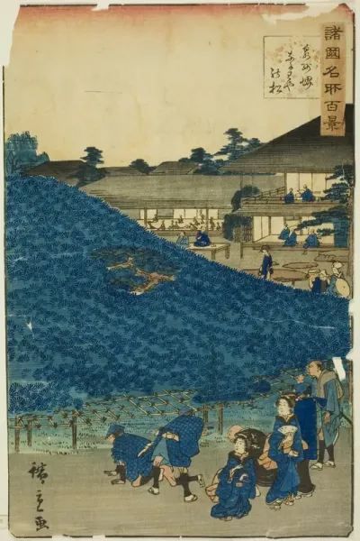 The Naniwaya Pine Tree at Sakai in Izumi Province (Senshu Sakai Naniwaya no matsu), from the series "One Hundred Famous Views in the Various Provinces (Shokoku meisho hyakkei)"