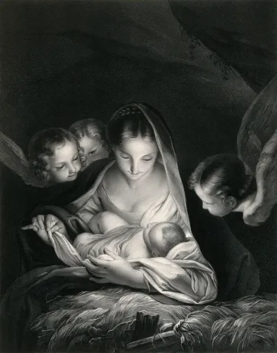 The nativity. Lithograph by H. Hanfstaengl after C. Maratta