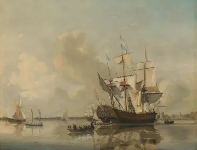 The Navy's Frigate 'Rotterdam' on the Maas off Rotterdam