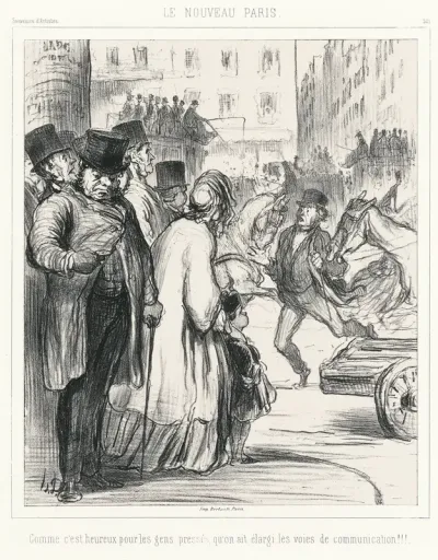 The New Paris. How fortunate for those in a hurry that the avenues have been widened!!!, plate 301 from Souvenirs d’artistes