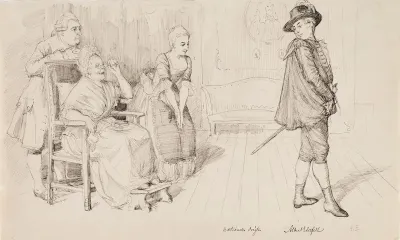 "The New Swedish Costume", illustration for Carl Snoilsky's Svenska bilder, the poem Forty Years Later