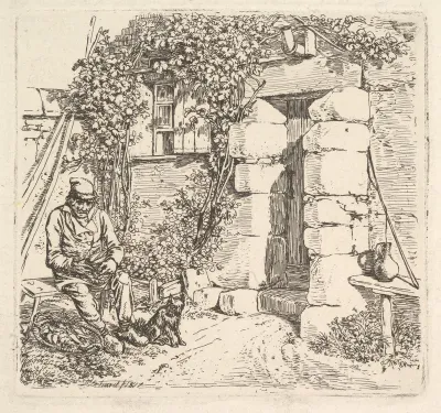 The Old Man and his Pomeranian Dog