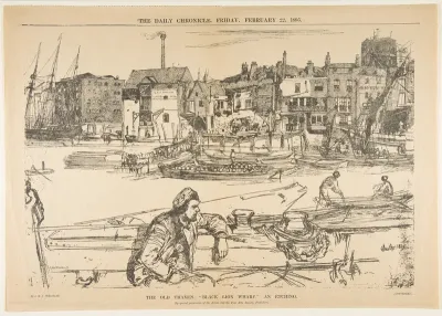 The Old Thames: "Black Lion Wharf," an Etching