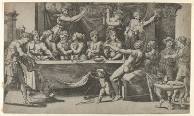 The Olympian gods at the marriage feast of Cupid and Psyche, after Raphael