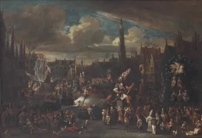 The Ommegang in Antwerp at the Meir