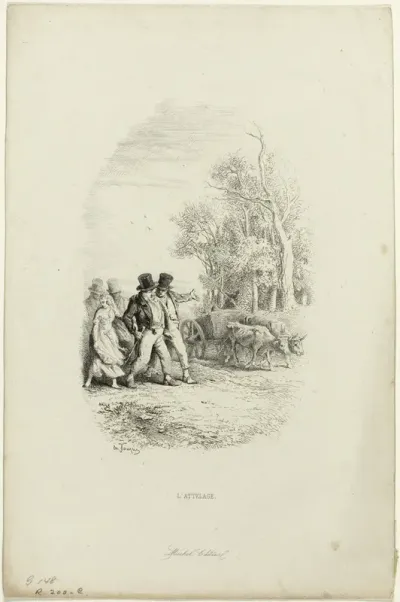 The Oxcart, Illustration from Fables by Lachambaudie