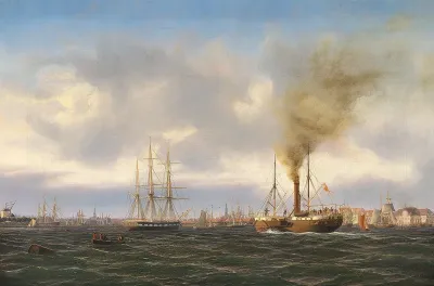 The paddle steamer Skirner in the port of Copenhagen.